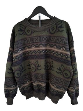 Fairycore Geo Pattern Drop Shoulder Sweater Long Sleeve Womens XL 